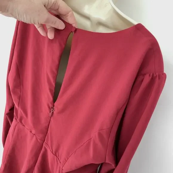 Torrid Womens Crepe Long Sleeve Peplum Blouse Tunic Top Sz 0 US 12 L Biking Red - Picture 8 of 12